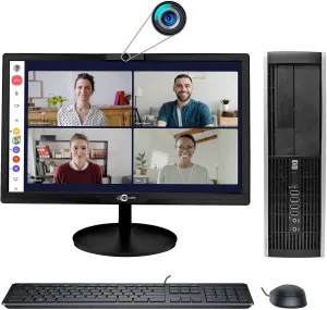 HP Desktop Computer Compaq Elite 8200 SFF Intel Core i5-2400 Up to 3.40GHz 8GB DDR3 Ram 512GB SSD with 20" Camera Monitor, HDMI, VGA, WiFi, Keyboard & Mouse, Win 10 Pro (Refurbished)