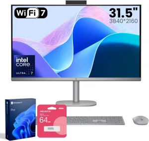HP OmniStudio X 32 Pro Business AI All-in-One, 31.5" UHD 4K 3840*2160 550-nit IPS, Intel Ultra 7 155H, 64GB DDR5, 2TB SSD, Wi-Fi 7, Wireless K&M, 5MP Cam, Bundle with Adata UC310 64GB USB Flash Drive