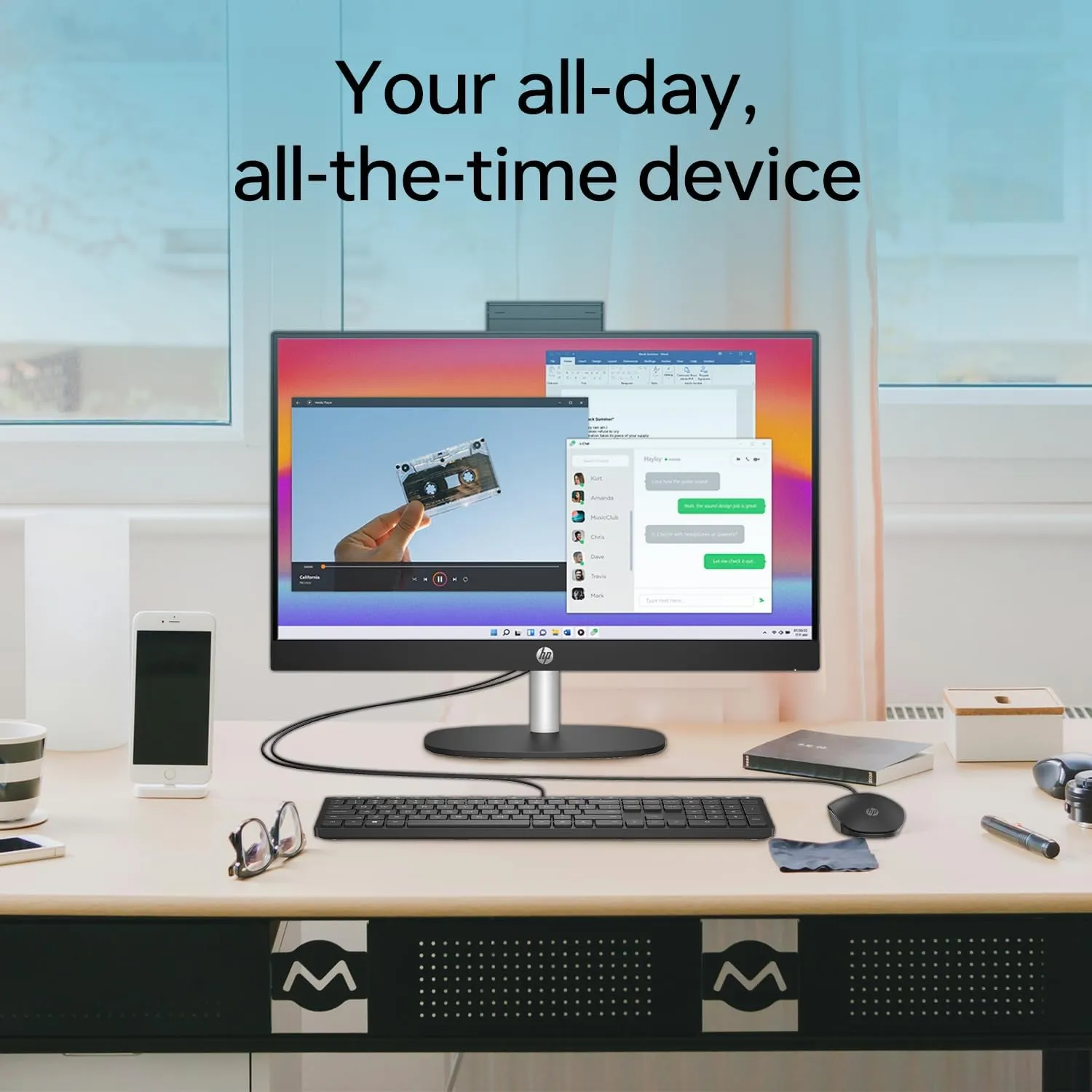 HP Pro 24 All-in-One Desktop, 23.8" FHD Touchscreen, Intel i5-1335U, 32GB RAM, 2TB SSD, Webcam, Integrated Dual Array Digital Microphones, Windows 11 Pro, Bundle with Adata 512GB External SSD
