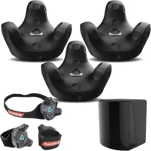 HTC 3 Pack Vive Tracker (3.0) - with HTC Vive SteamVR Base Station 2.0 for Vive Pro, Rebuff TrackBelt   2 TrackStraps Full Body Tracking VR Bundle
