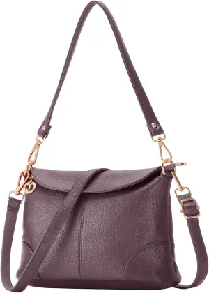 HUA ANGEL Crossbody Bags for Women, Leather Shoulder Purse Bag with 2 Removable Straps, Multi Pocket Trendy Hobo Bag Satchel