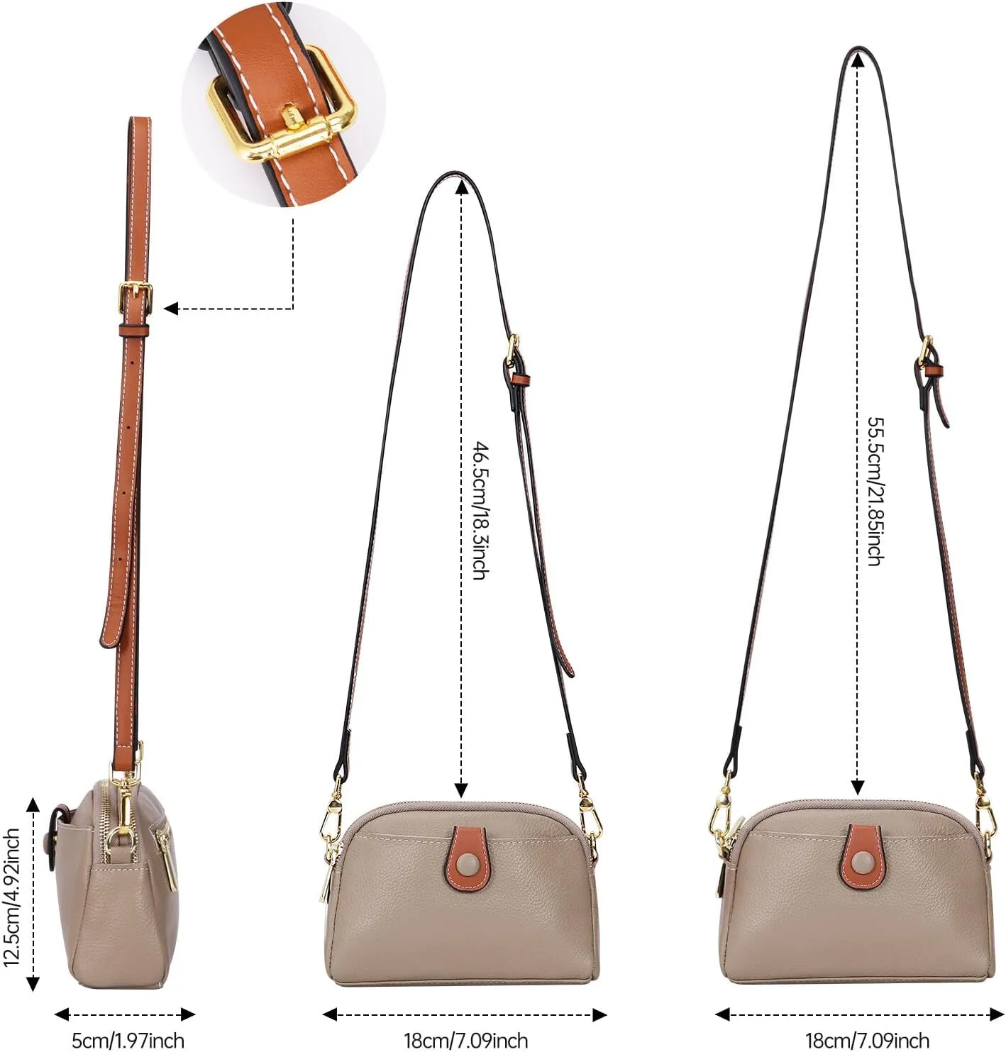 HUA ANGEL Small Crossbody Bag for Women, Lightweight Leather Mini Shoulder Bag Travel Cellphone Pouch Satchel Bag with Strap