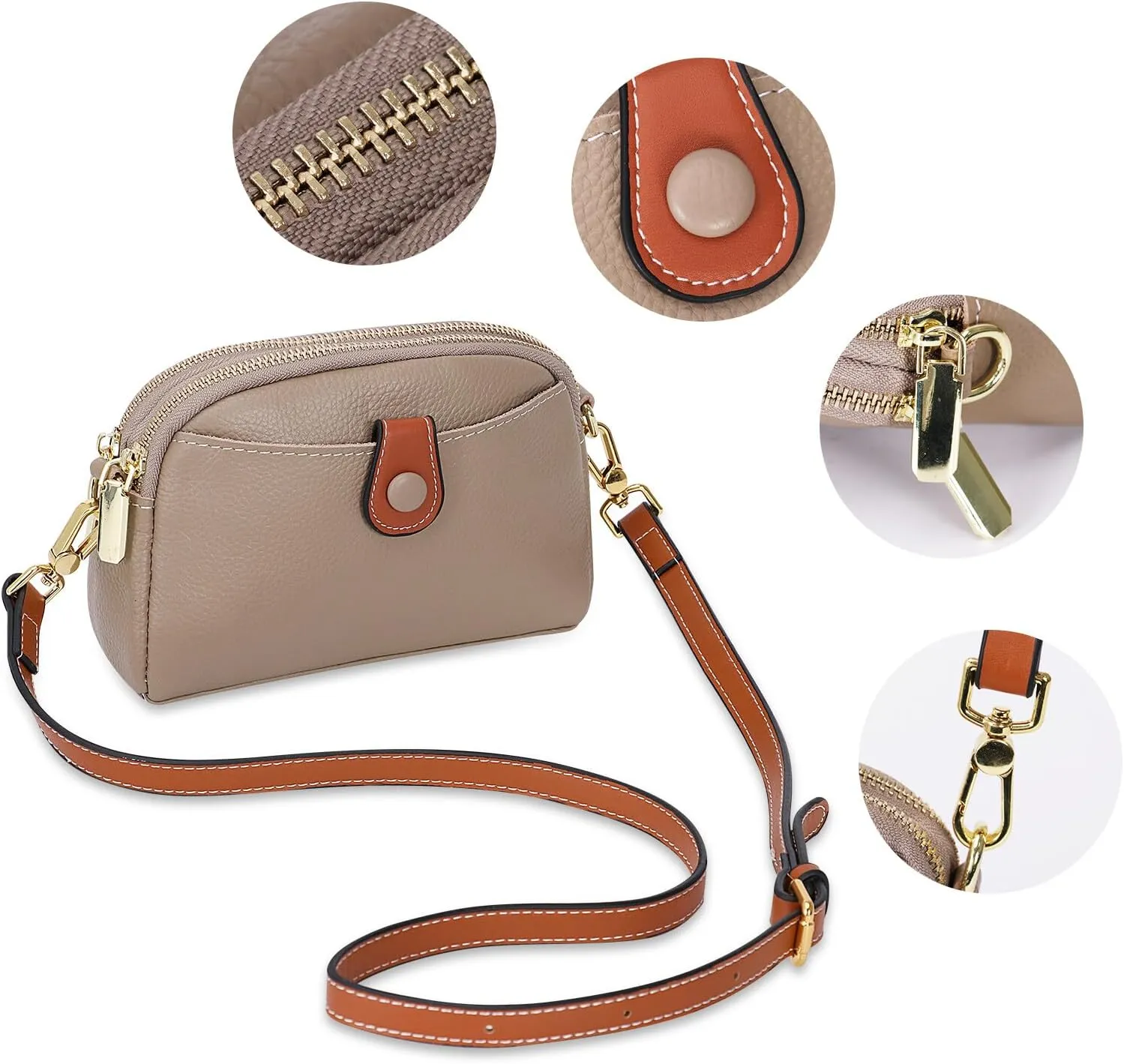 HUA ANGEL Small Crossbody Bag for Women, Lightweight Leather Mini Shoulder Bag Travel Cellphone Pouch Satchel Bag with Strap