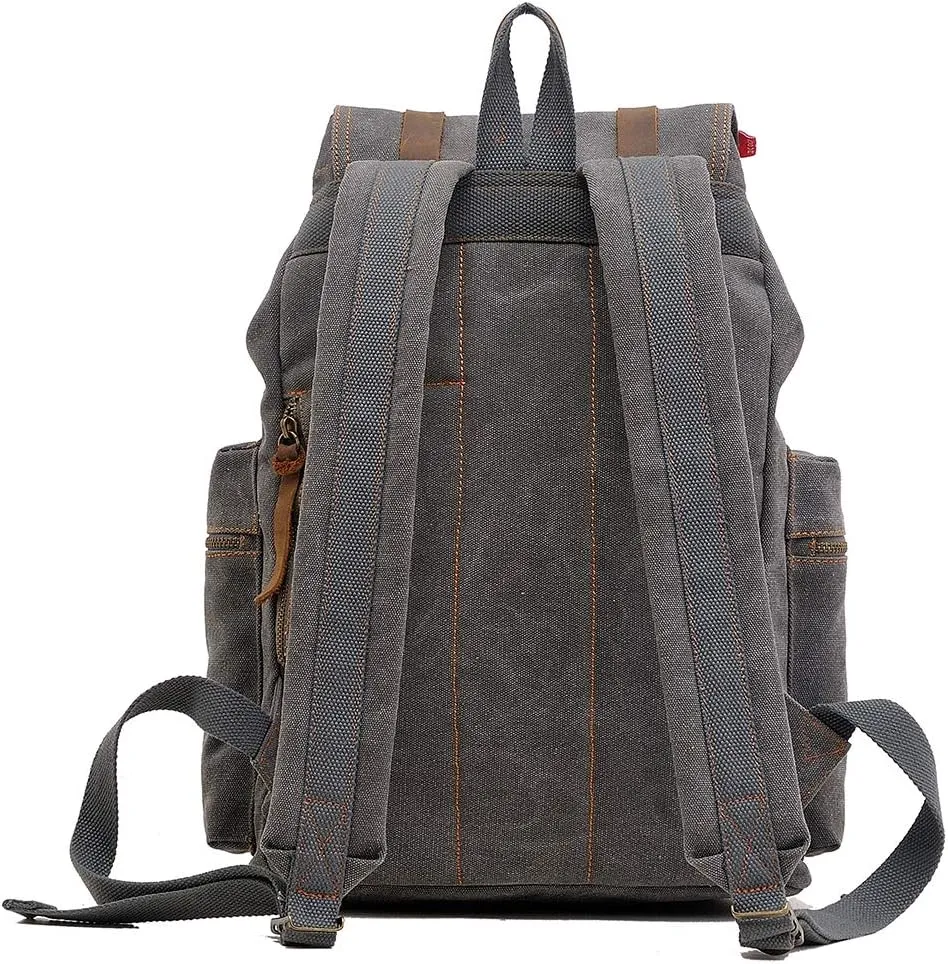 HuaChen Vintage Canvas Backpack, Large Capacity Travel Rucksack for Men Women,Hiking, Camping, School, and Outdoor Activities