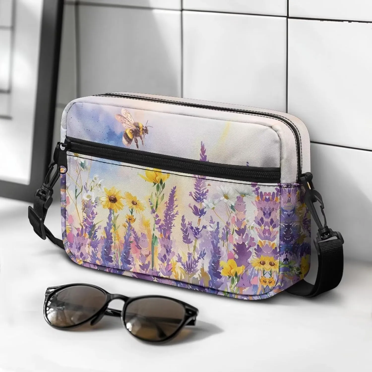 HUGS IDEA Canvas Crossbody Bag for Women Shoulder Bag with Zipper Pockets Cell Phone Bag