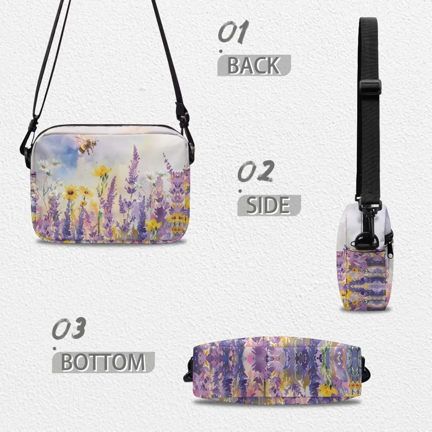 HUGS IDEA Canvas Crossbody Bag for Women Shoulder Bag with Zipper Pockets Cell Phone Bag