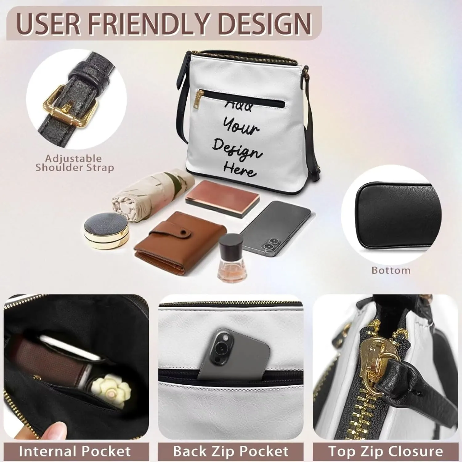 HUGS IDEA Crossbody Bag for Women Leather Handbag Sling Bag Large Hobo Bag Cell Phone Bag