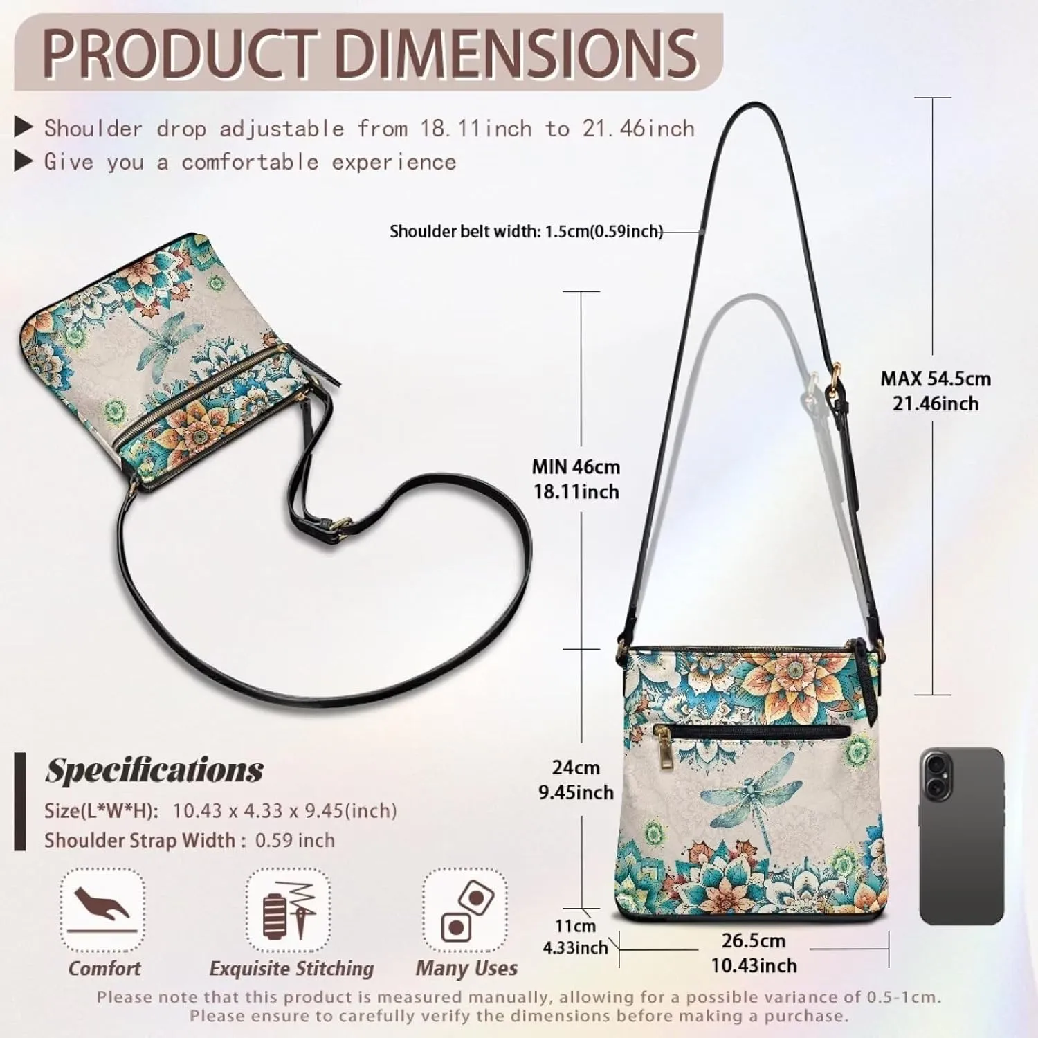 HUGS IDEA Crossbody Bag for Women Leather Handbag Sling Bag Large Hobo Bag Cell Phone Bag