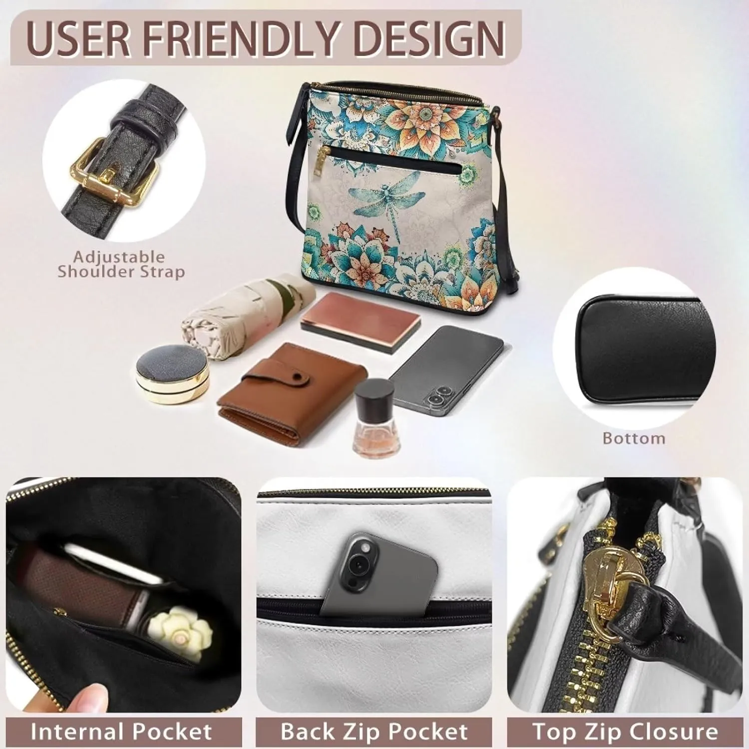 HUGS IDEA Crossbody Bag for Women Leather Handbag Sling Bag Large Hobo Bag Cell Phone Bag