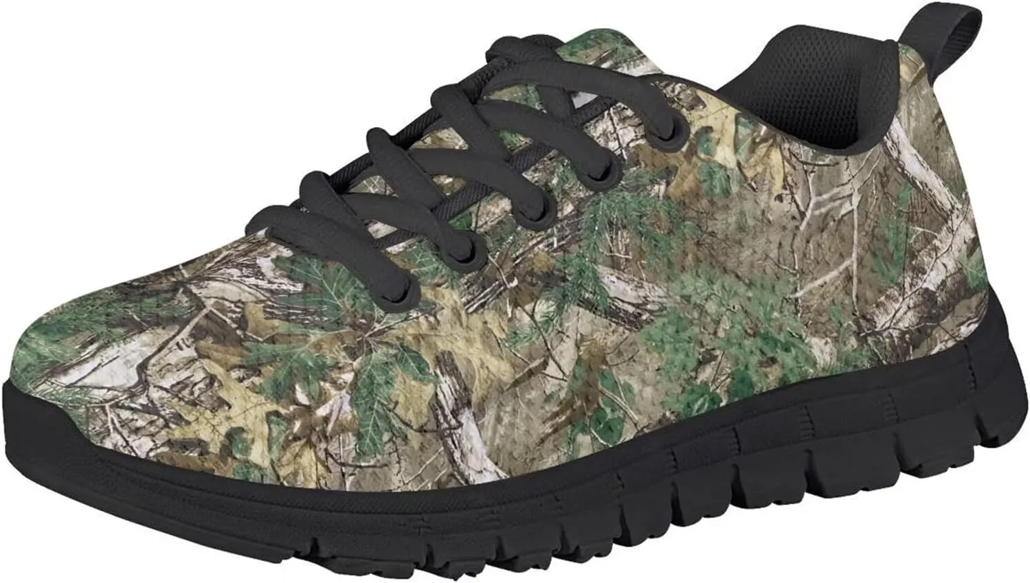 HUIACONG Brown Camouflage Boys Tennis Trainers Forest Camo Kids Lacing Sneaker Size 1 Girls Road Running Shoes for Children Walking Shoes Slip-on Laces Up