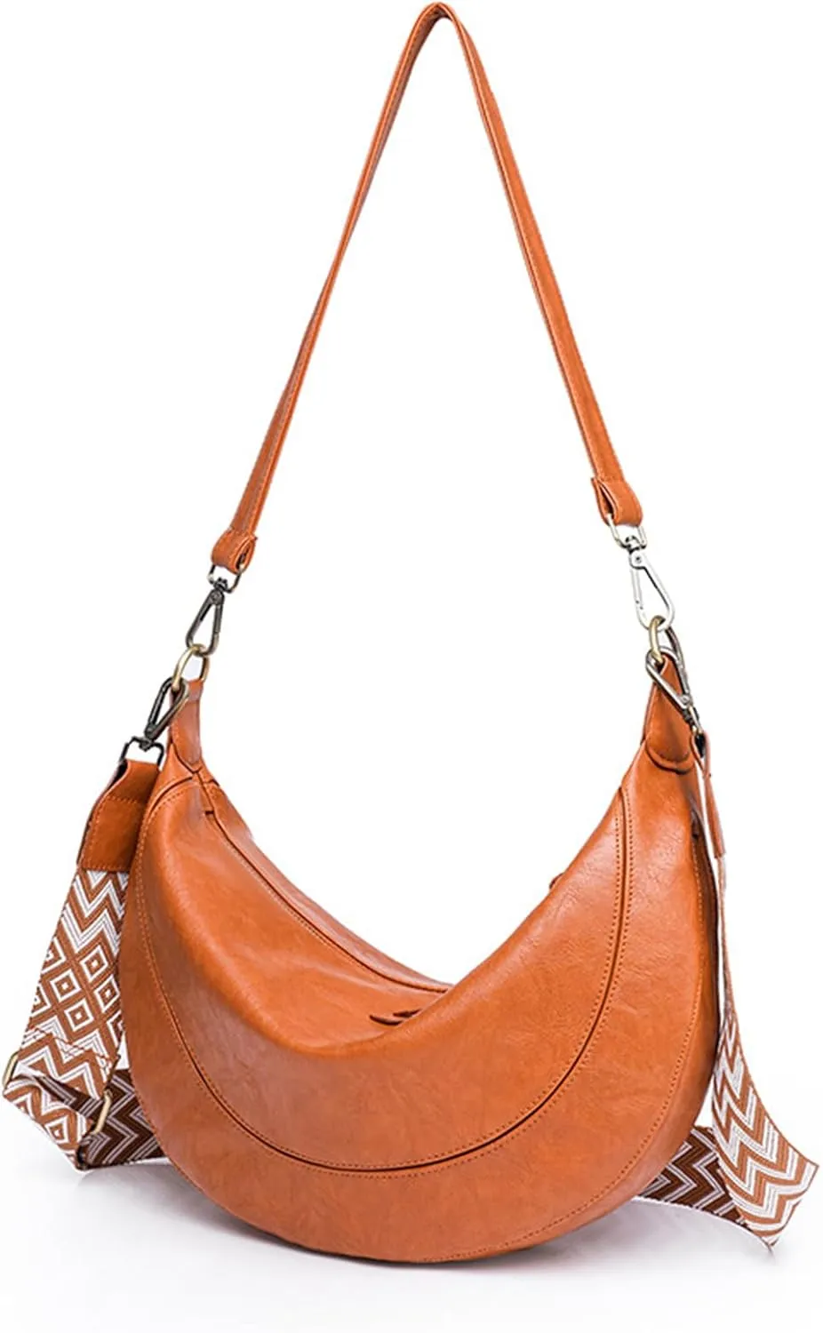 I IHAYNER Crescent Shoulder Bags for Women Trendy Crossbody Hobo Purse Vegan Leather Handbag with Wide Strap for Travel