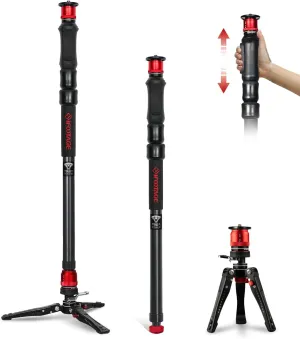 IFOOTAGE Monopod Cobra 3 Strike A150S-Ⅲ, Aluminum Camera Monopod with Pedal, One-Touch Lifting for Shooting Bird/Animal/Sports Event/Wedding/Live Show, Payload 11lb/5KG