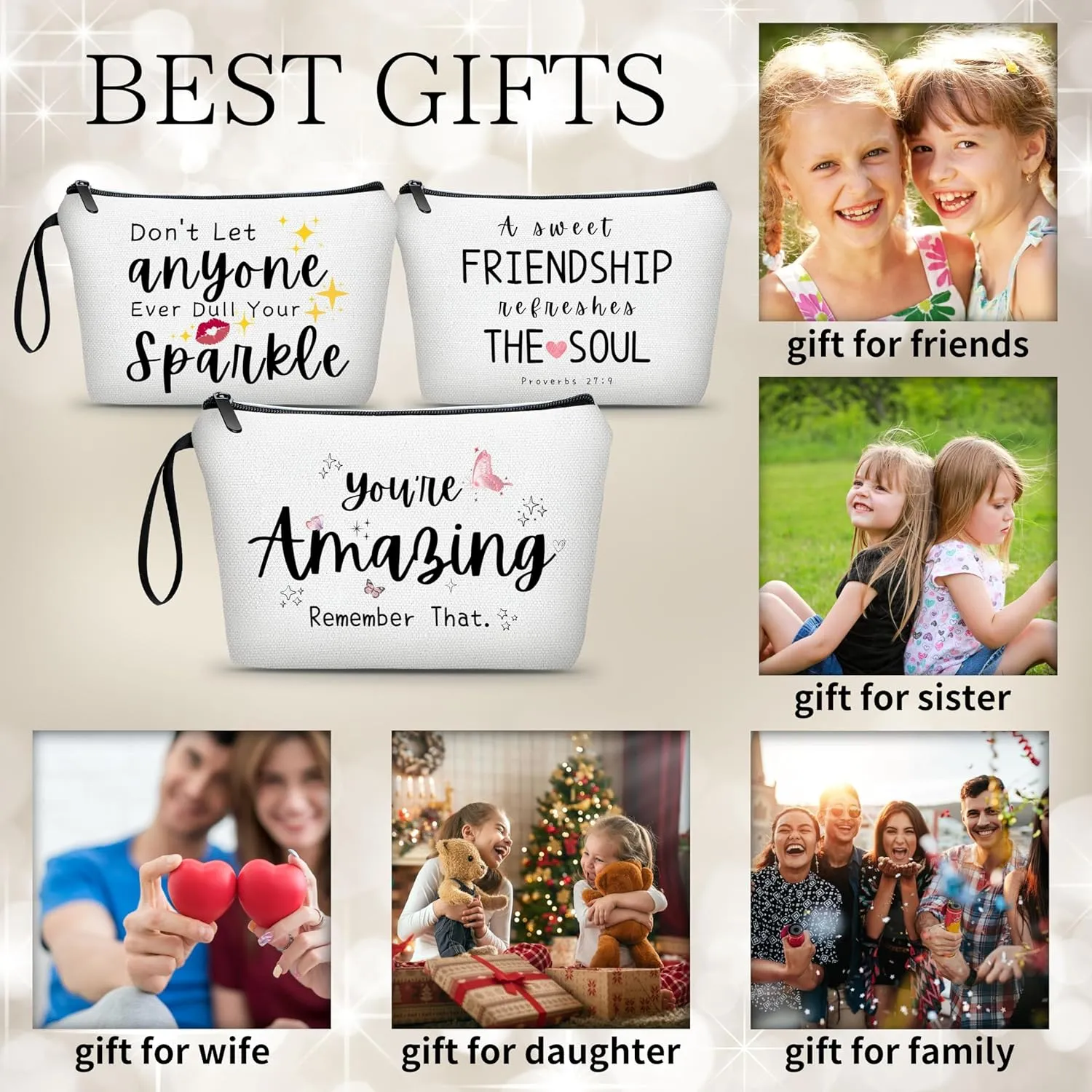 Inspirational Cosmetic Bag - 'You Are Amazing' Positive Affirmation Gifts for Teen Girls & Women