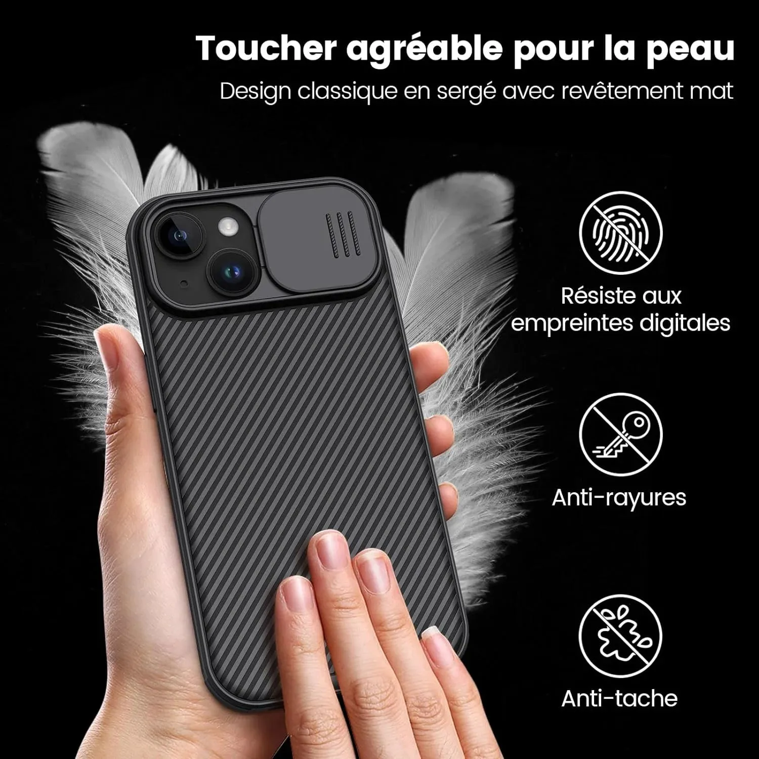iPhone 15 Original Cam-Shield Camera Slider (Shutter) Double Layered Protection TPU   PC - Black