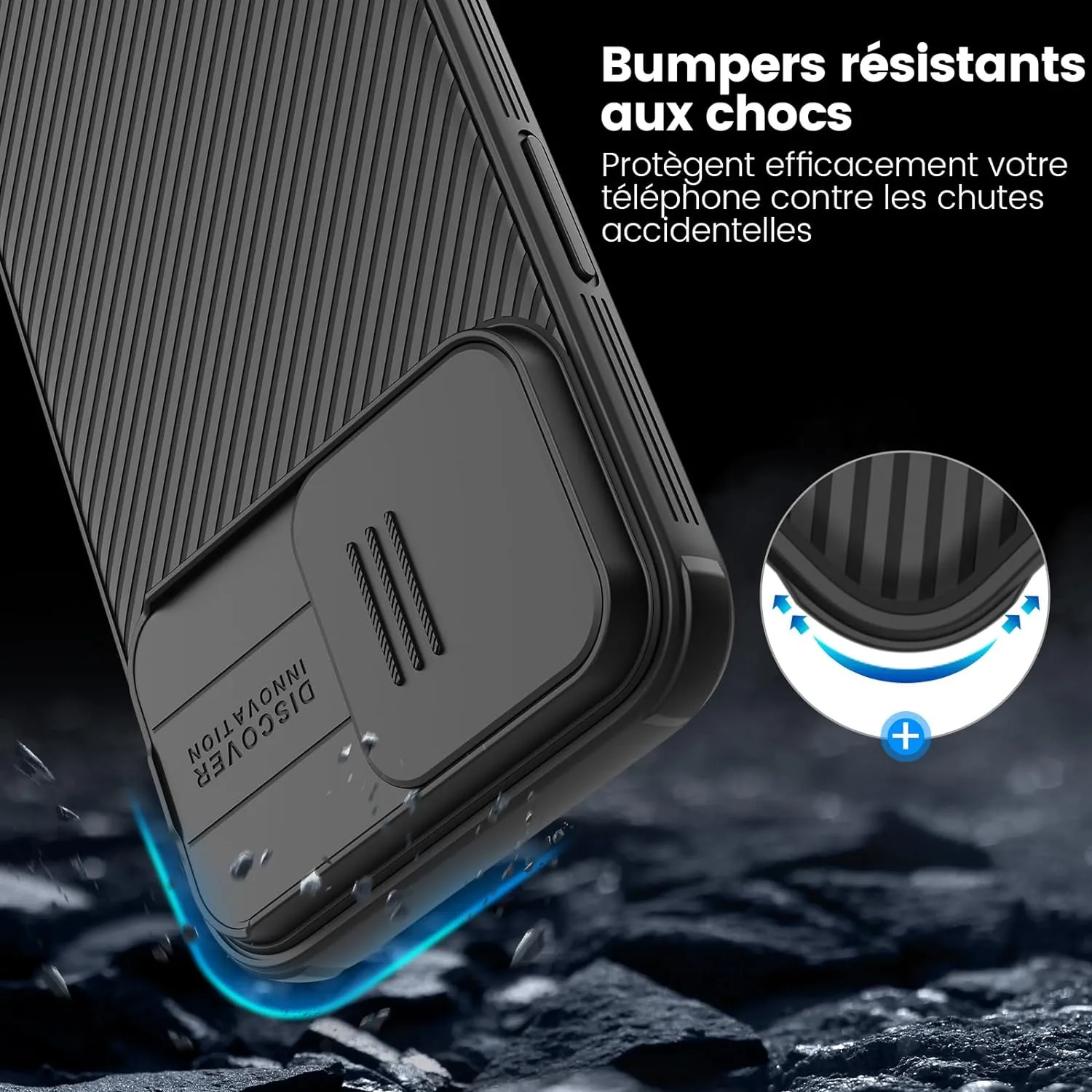 iPhone 15 Original Cam-Shield Camera Slider (Shutter) Double Layered Protection TPU   PC - Black