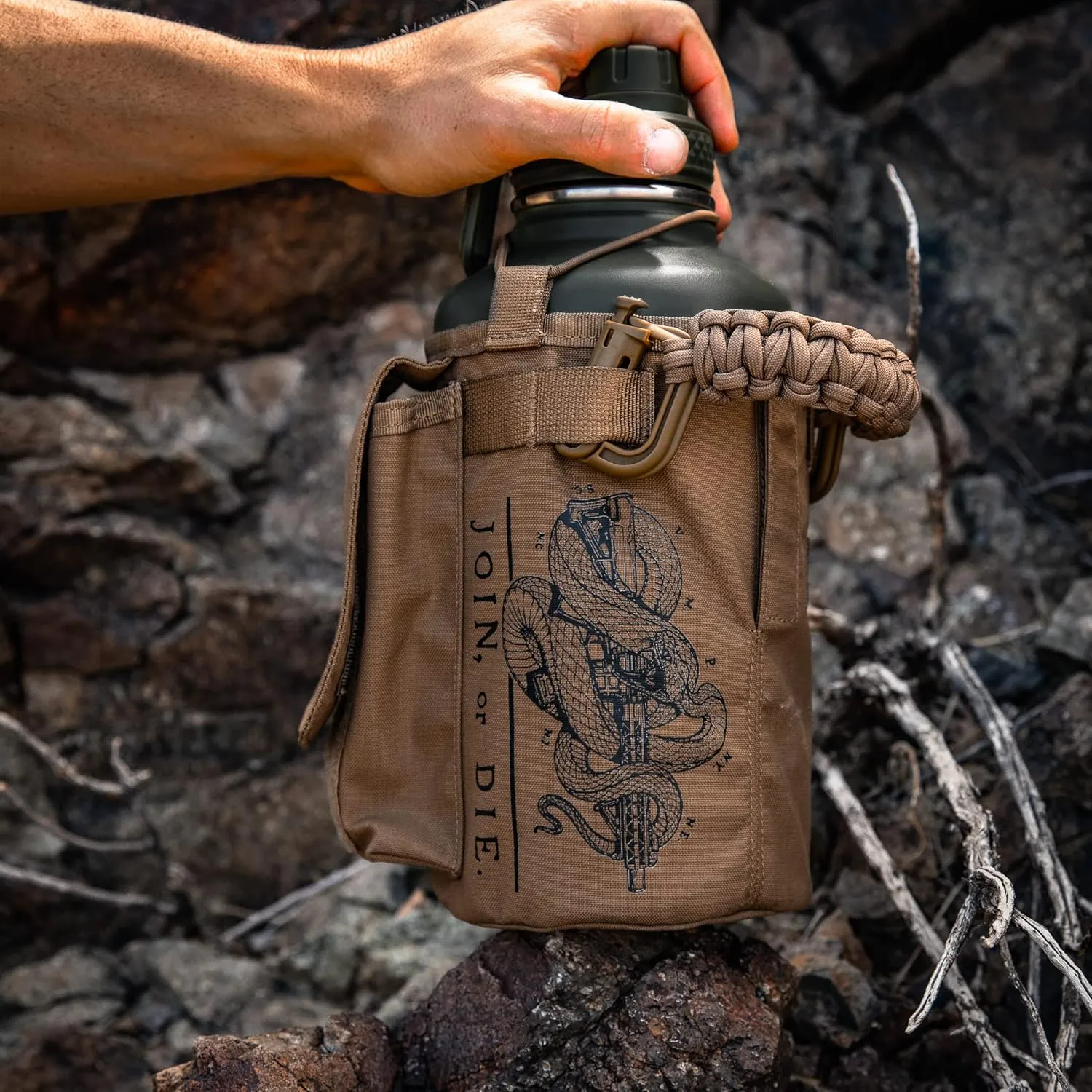 Iron InfideI Battle Bottle Sleeve - 64 oz and 32 oz Water Bottle Sleeve Only for Half Gallon 1L Steel Water Bottle | Rugged Cover with Molle for Versatile Design with Storage for Phone, Wallet & Keys