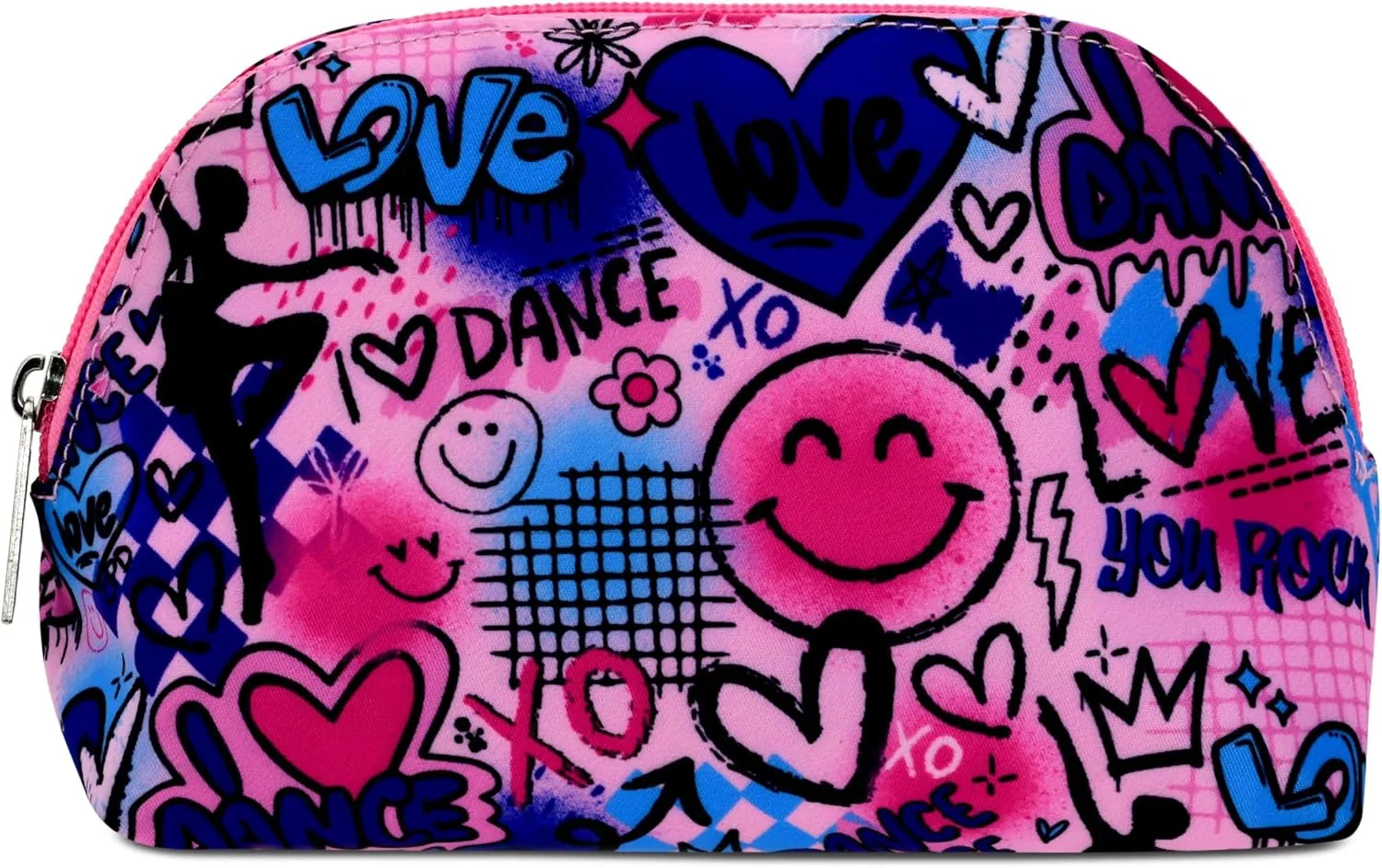 iscream   Corey Paige 8.25" x 5" Fully Lined Wide Zipper Opening Cosmetic Bag - Love to Dance