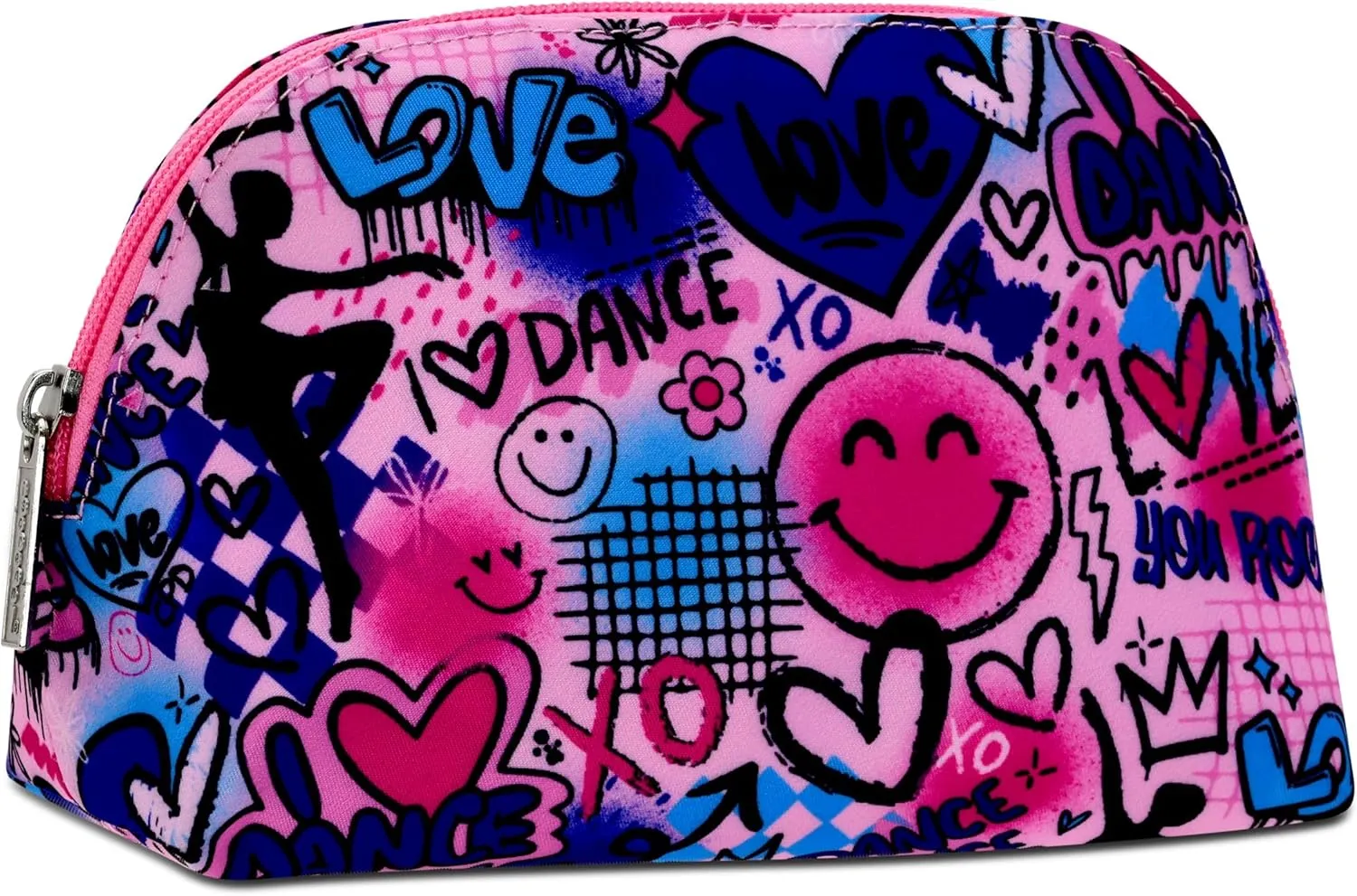 iscream   Corey Paige 8.25" x 5" Fully Lined Wide Zipper Opening Cosmetic Bag - Love to Dance