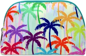 iscream   Corey Paige 8.25" x 5" Fully Lined Wide Zipper Opening Cosmetic Bag - Palm Trees