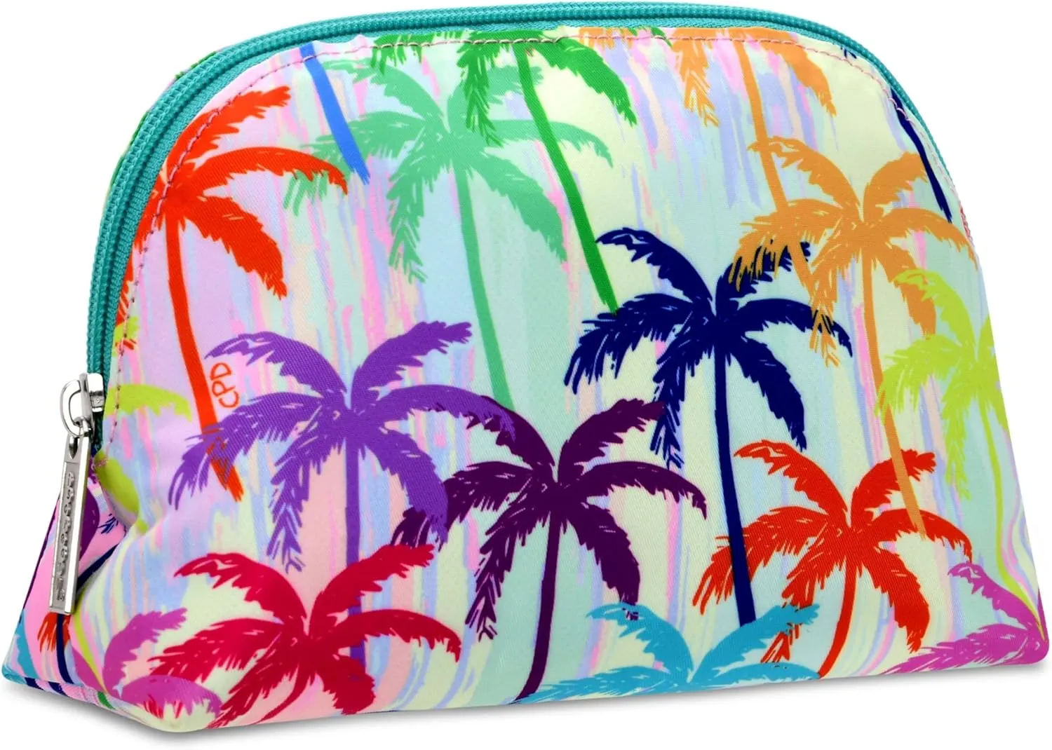 iscream   Corey Paige 8.25" x 5" Fully Lined Wide Zipper Opening Cosmetic Bag - Palm Trees