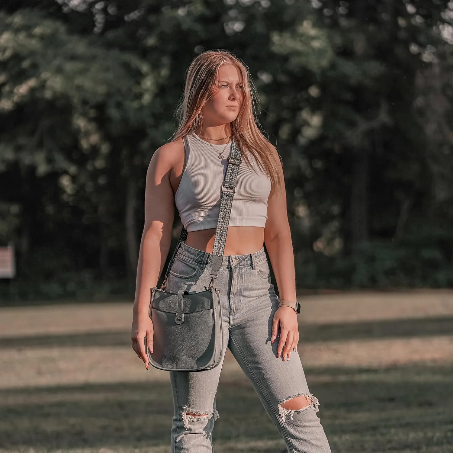JESSIE & JAMES | Chelsea Concealed Carry Crossbody bag, Lock and Key HoboPurse with Wide Webbing Shoulder Strap