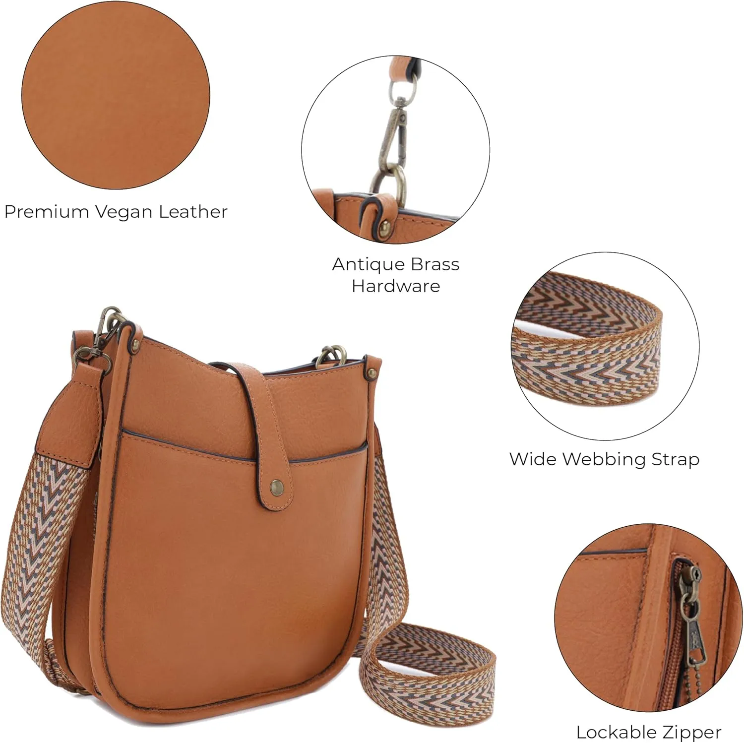 JESSIE & JAMES | Chelsea Concealed Carry Crossbody bag, Lock and Key HoboPurse with Wide Webbing Shoulder Strap