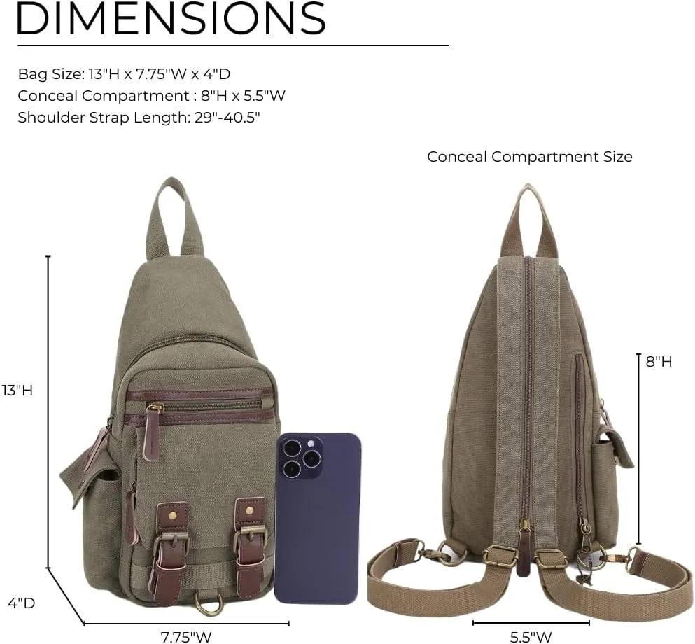 JESSIE & JAMES Shasta Canvas Concealed Carry Sling Bag for Men Women, Convertible Backpack Purse