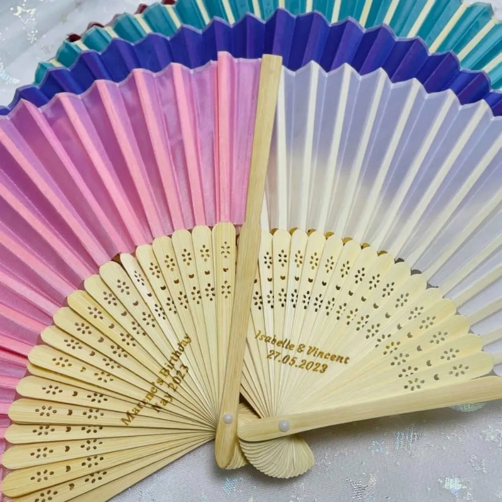 jfs Personalized Fans,Personalized Hand Fans,Engraved Centre Personalised Silk Wedding Fans,Custom Fans with Name Summer Wedding Party Favors (80 Fans)