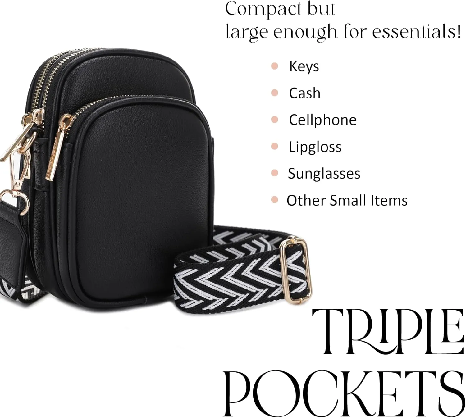 Josie Triple Zip Crossbody Bag
