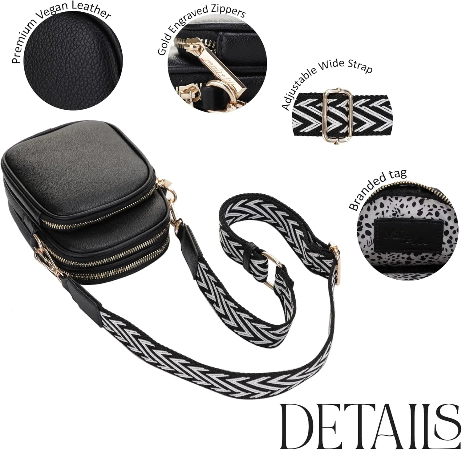 Josie Triple Zip Crossbody Bag