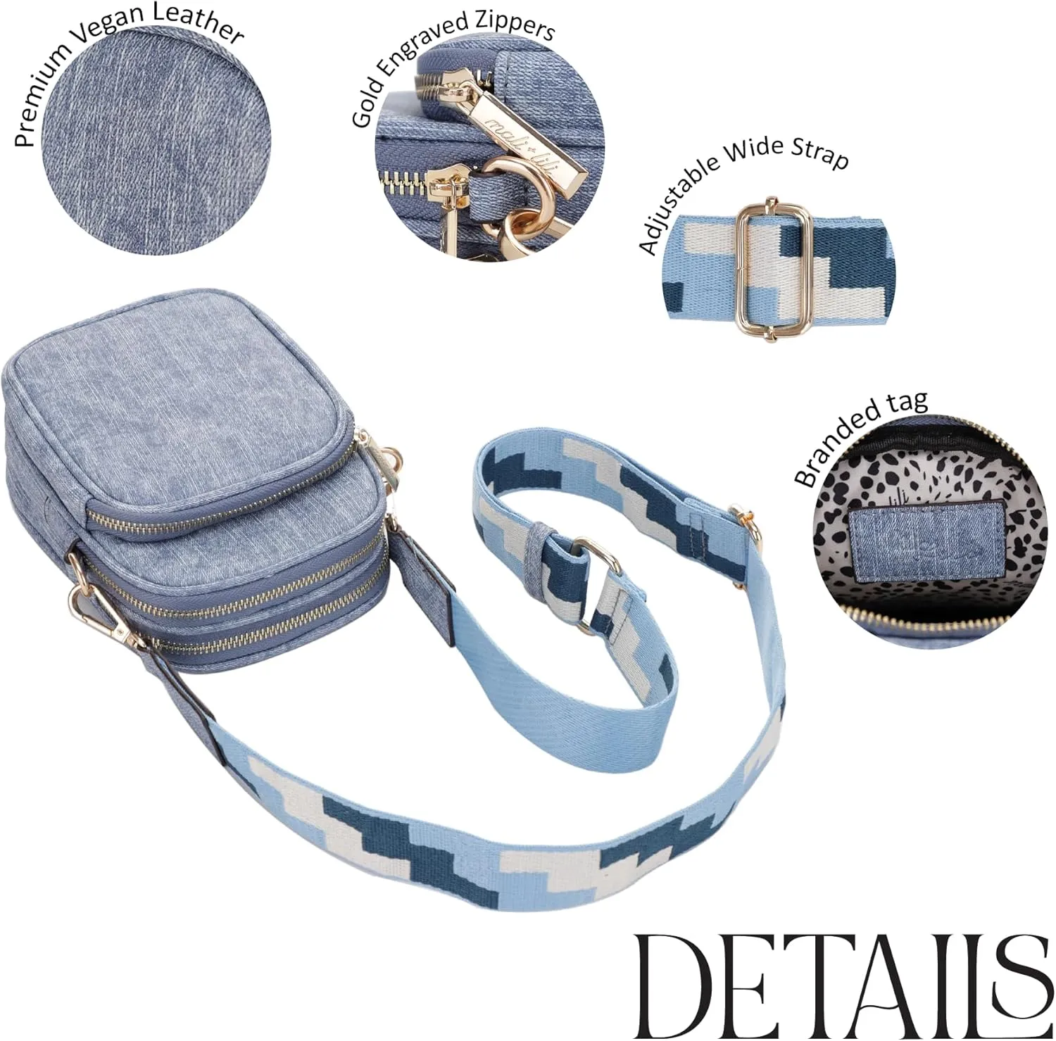 Josie Triple Zip Crossbody Bag