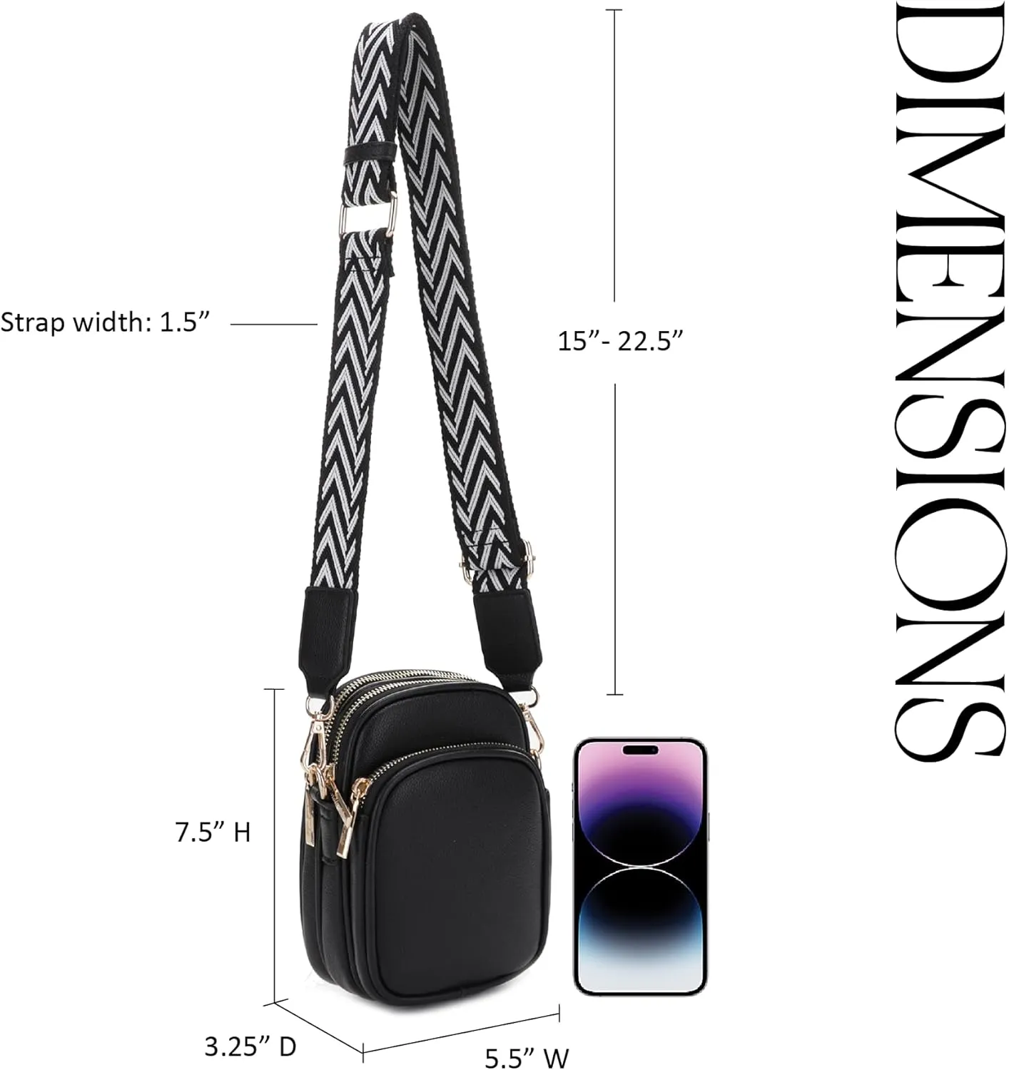 Josie Triple Zip Crossbody Bag