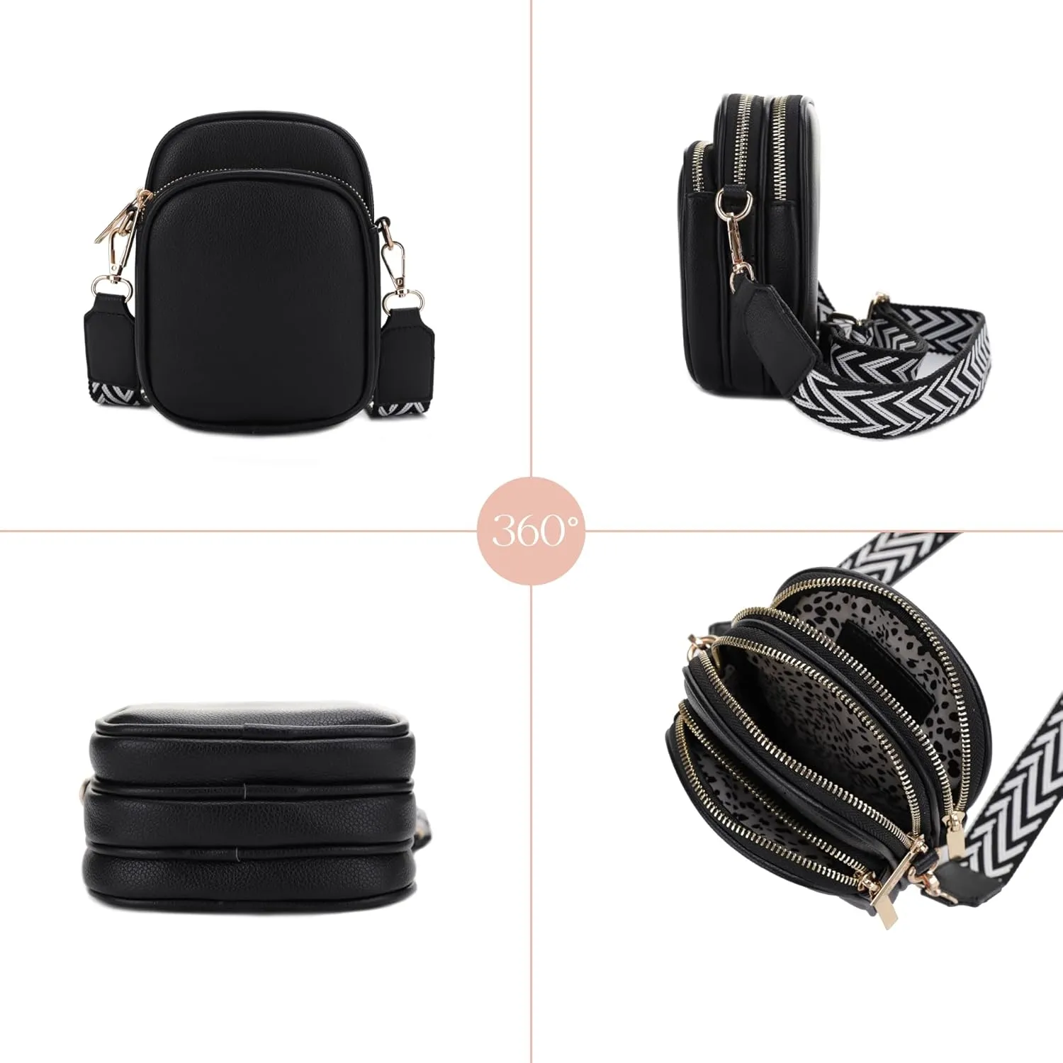 Josie Triple Zip Crossbody Bag