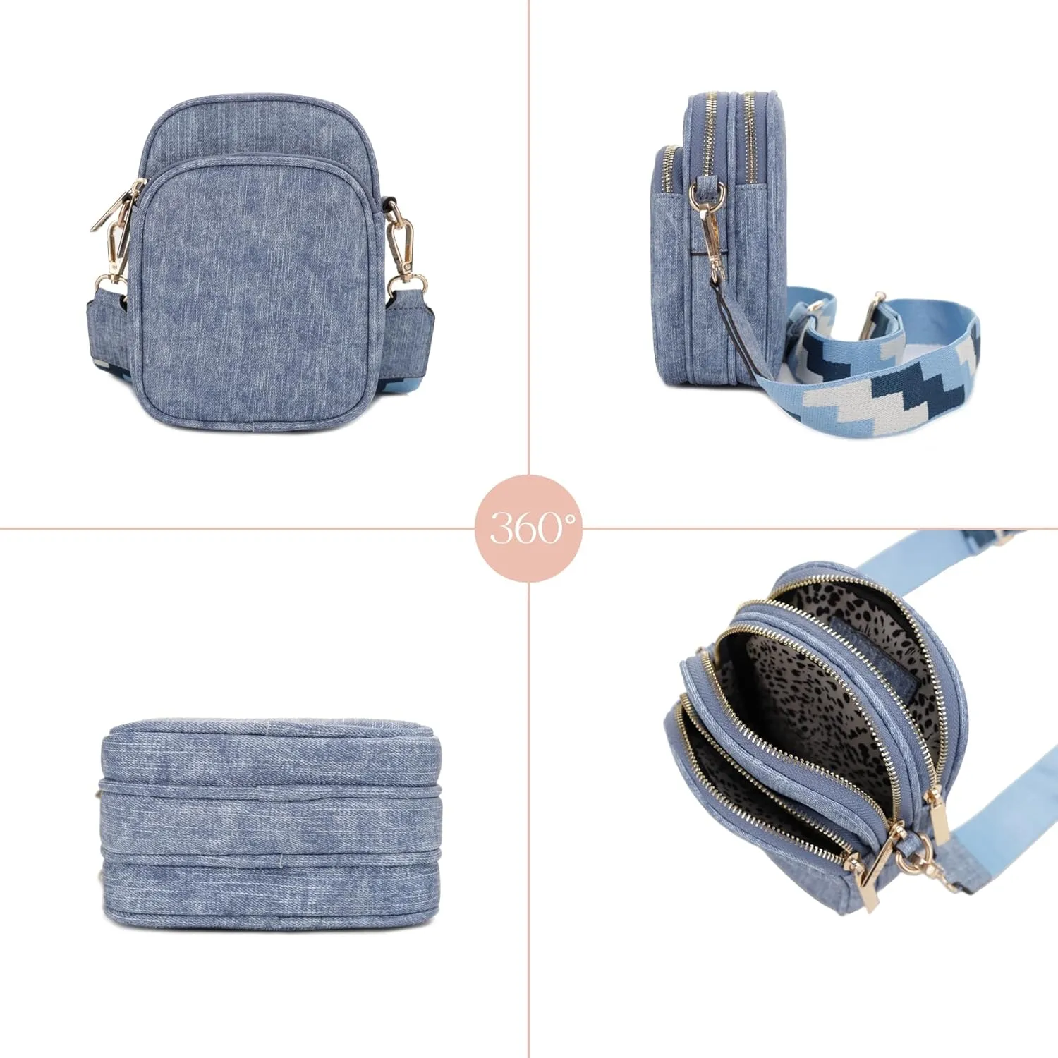 Josie Triple Zip Crossbody Bag
