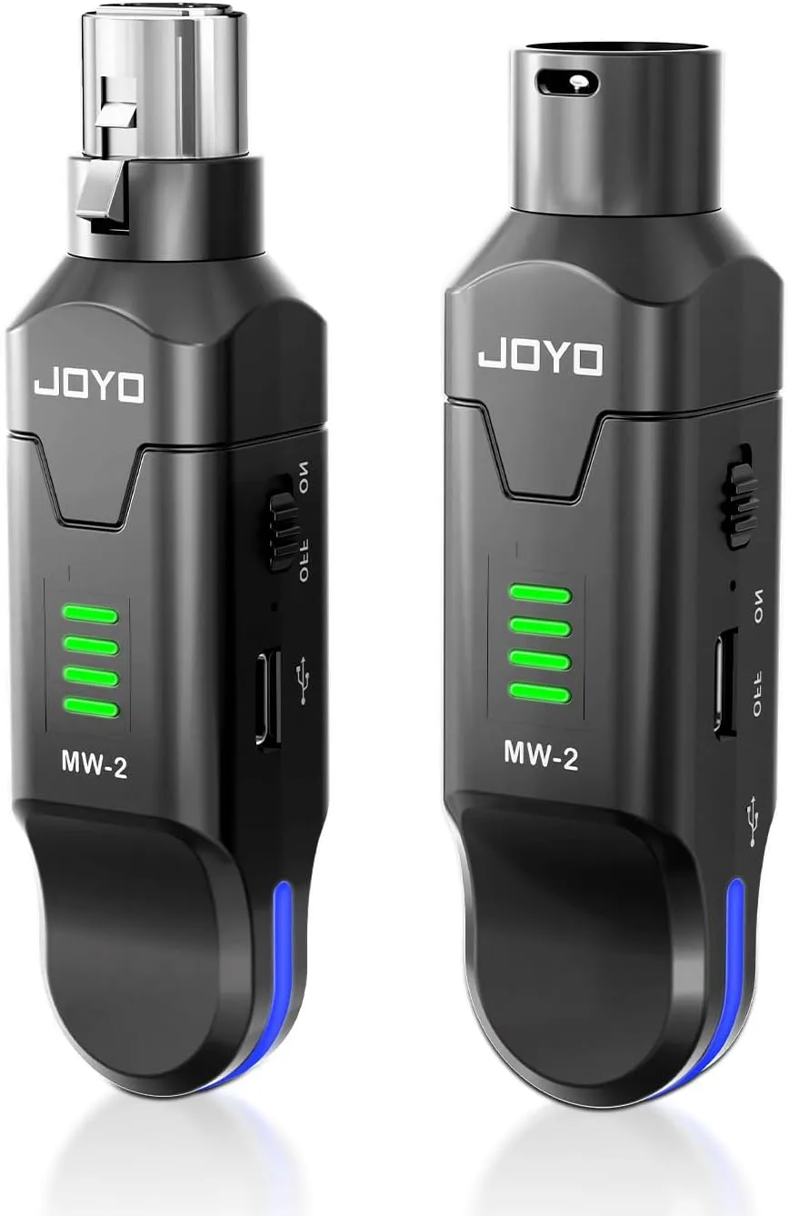 JOYO 2.4GHz Wireless Microphone System 4-Channel XLR Transmitter & Receiver Dynamic/Phantom-Powered Condenser Mics Adapter for PA Systems, Live Sound, Audio Mixer, Church, Studio (MW-2)