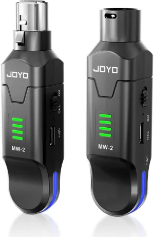 JOYO 2.4GHz Wireless Microphone System 4-Channel XLR Transmitter & Receiver Dynamic/Phantom-Powered Condenser Mics Adapter for PA Systems, Live Sound, Audio Mixer, Church, Studio (MW-2)