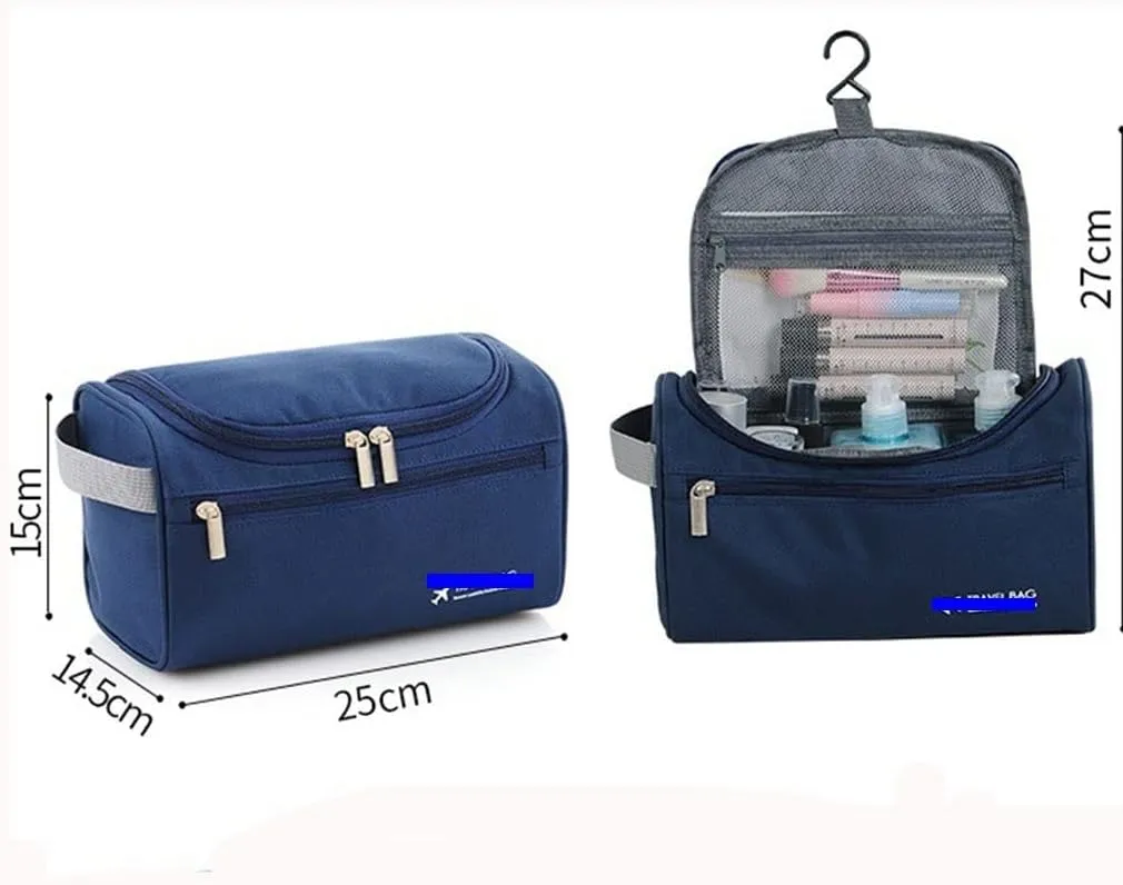 JSEIAJB Women Bath Cosmetic Bag Hanging Travel Makeup Case Casual Necessaries Organizer Storage Pouch Toiletry Bag(Blue)