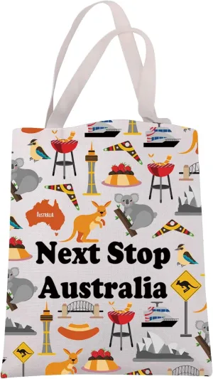 JXGZSO Australia Trip Gift Next Stop Australia Tote Bag Traveler Gift Australia Vacation Shoulder Bag Australia Culture Gift