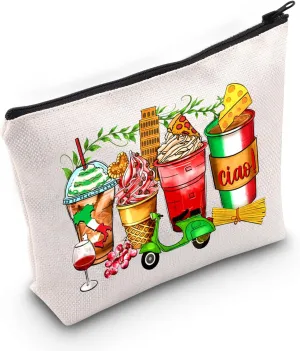 JXGZSO Ciao Bella Makeup Bag Italy Word Ciao Gift Milk Tea Cup Cosmetic Bag Italy Trip Gift Italian Hello Pouch Bag