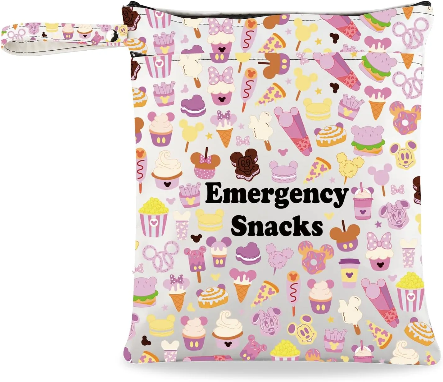 JXGZSO Emergency Snacks Food Makeup Bag Foodie Zipper Cosmetic Bag Food Safe Bag Snack Lover Gift Storage Bag