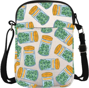 JXGZSO Frog Anti-Depressants Crossbody Bag Jar of Frogs Antidepressant Pill Bottle Shoulder Bag Frog Lover Gift