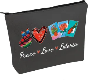 JXGZSO Funny Lottery Bag Mexican B Storage Bag Lottery Gift Peace Love Loteria Tote Canvas Pouch Lottery Themed Gifts