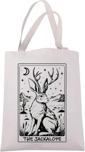 JXGZSO Jackalope Tarot Tote Bag Cryptozoology Gift Jackalope Cryptid Shoulder Bag Cryptid Creature Gift Mythical Merch