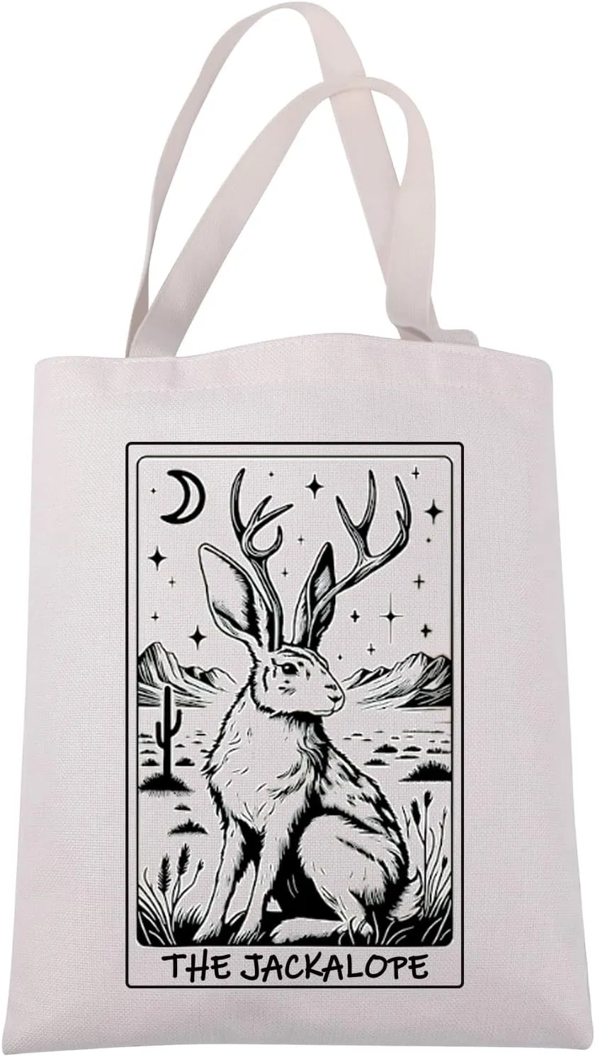 JXGZSO Jackalope Tarot Tote Bag Cryptozoology Gift Jackalope Cryptid Shoulder Bag Cryptid Creature Gift Mythical Merch