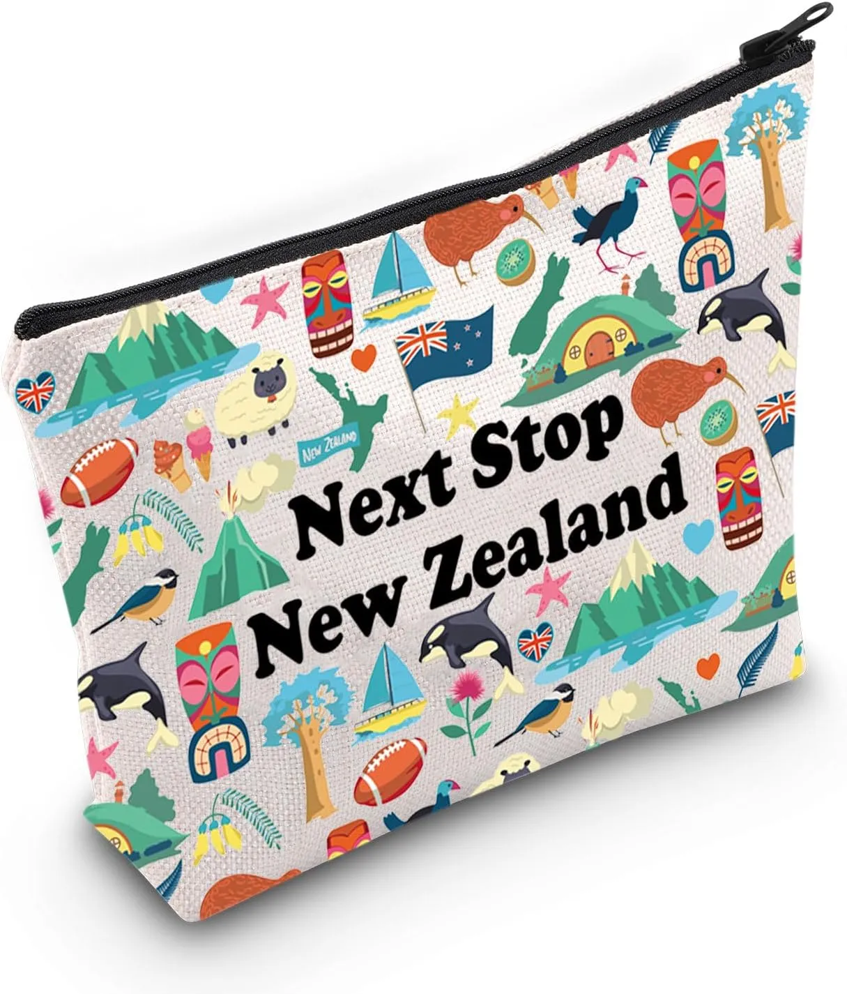 JXGZSO New Zealand Travel Gift Next Stop New Zealand Cosmetic Bag New Zealand Travel Pouch Bag New Zealand Vacation Gift