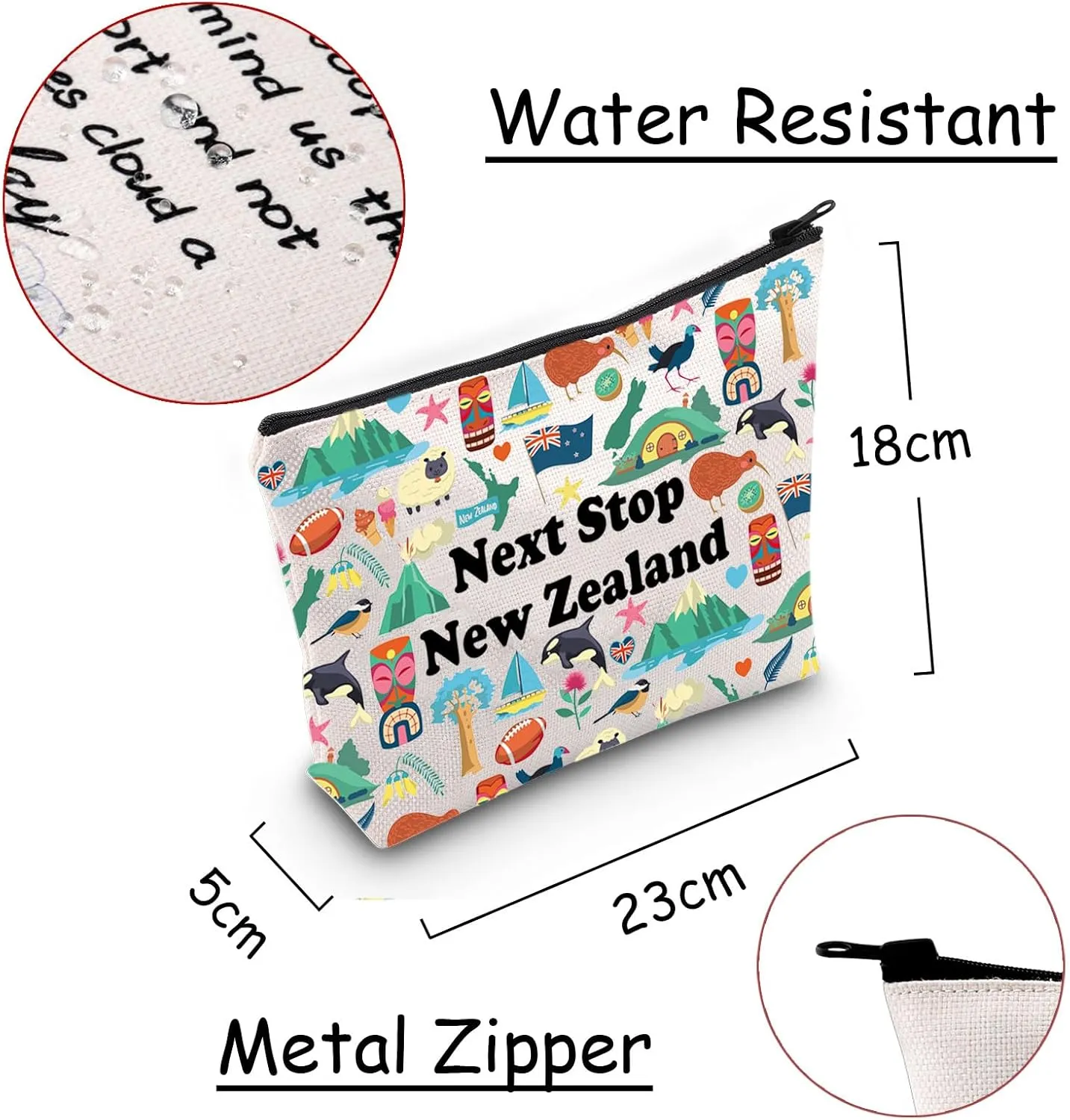 JXGZSO New Zealand Travel Gift Next Stop New Zealand Cosmetic Bag New Zealand Travel Pouch Bag New Zealand Vacation Gift