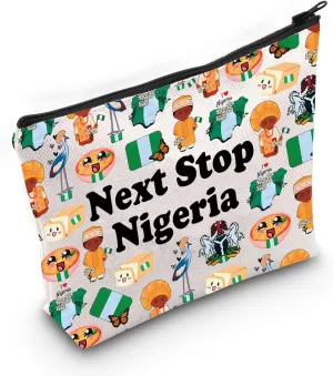 JXGZSO Nigeria Travel Gift Next Stop Nigeria Makeup Bag Traveler Gift Nigeria Vacation Trip Gift Nigeria landmark Cosmetic Bag