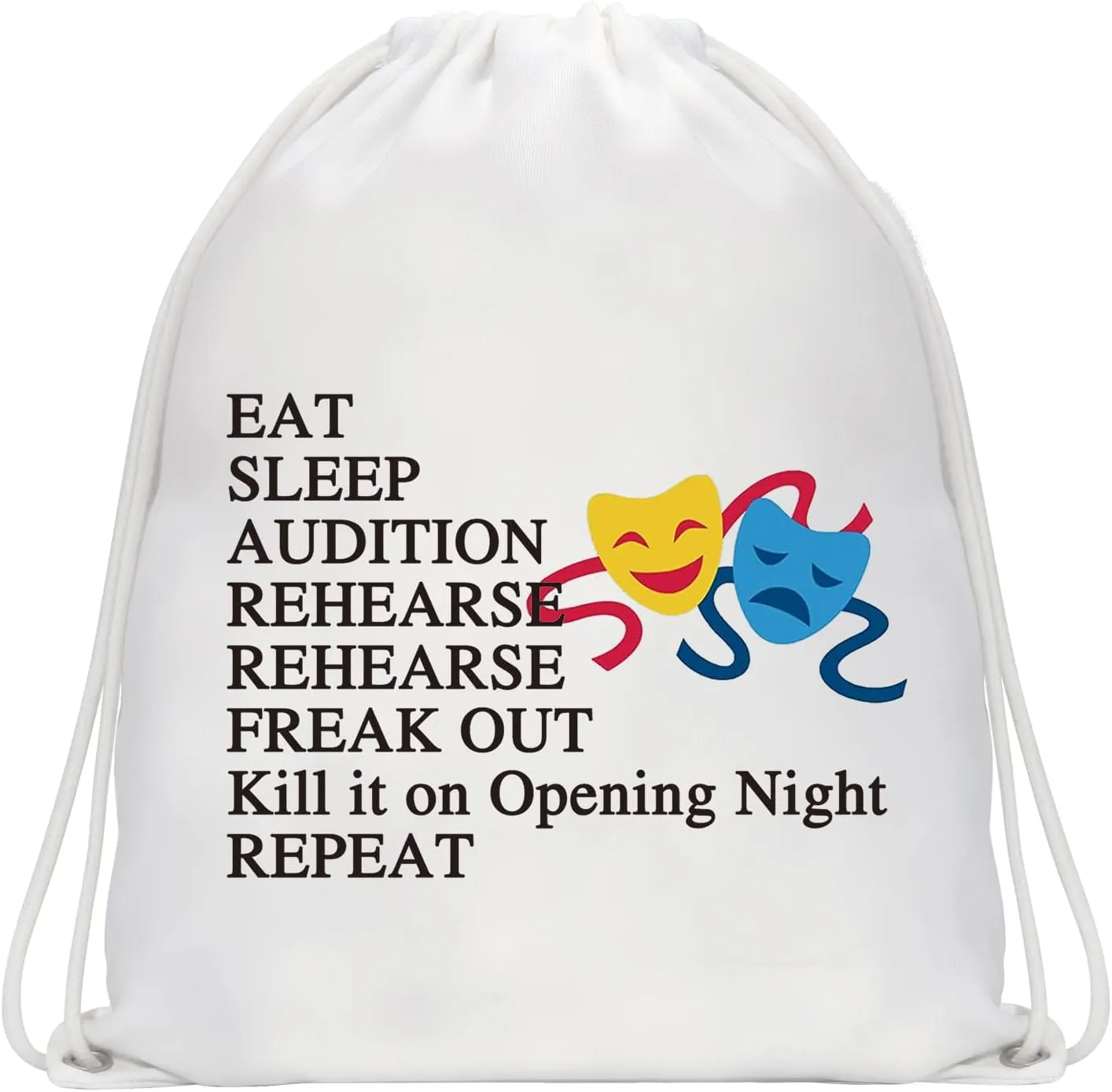 JYTAPP Theatre Life Makeup Bag Drama Theater Gift Eat Sleep Audition Theatre Novelty Cosmetic Bag Musical Theatre Gift Comedy Tragedy Mask Drama Gift Performer Gift (Drawstring bag)