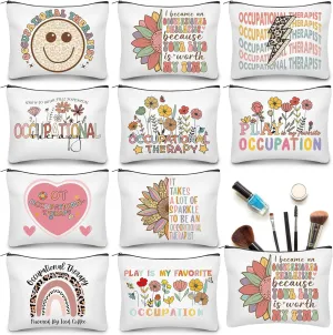 Kacctyen 10 Pcs Occupational Therapy Appreciation Gifts Makeup Bag OT Month Cosmetic Canvas Bags Travel Organizer for Occupational Therapy Month Party Favors Supplies