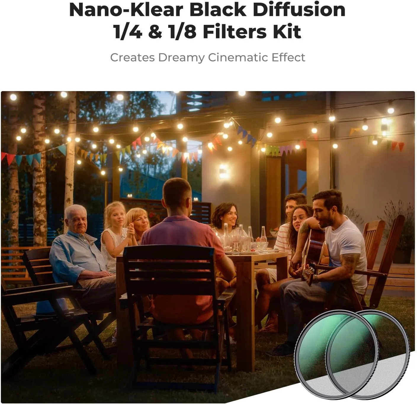 K&F Concept 82mm Black Diffusion 1/4 & 1/8 Filters Kit Mist Cinematic Effect Filters Set with Multi-Layer Coated for Camera Lens - K Series